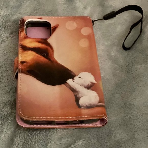 German Shepherd Kitten Kiss iPhone 11 Pro Max Wallet Phone Case - Picture 2 of 2